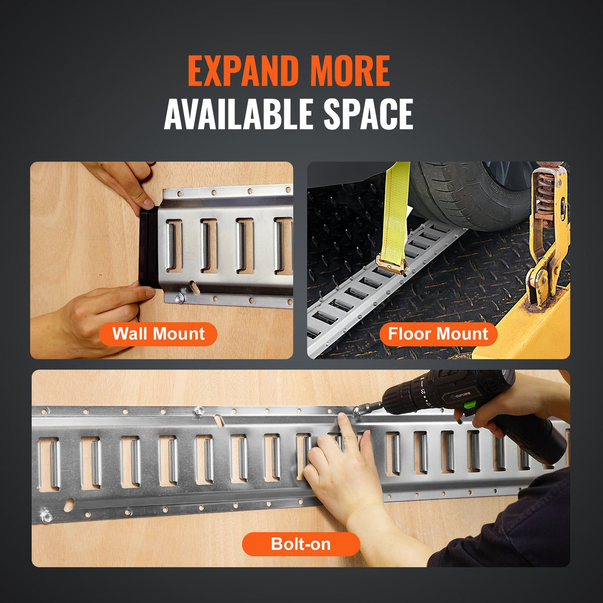 E-Track Tie-Down Rail Kit 24pc | 8 Steel Rails + O-Rings + Tie-Offs | 816kg Load Capacity