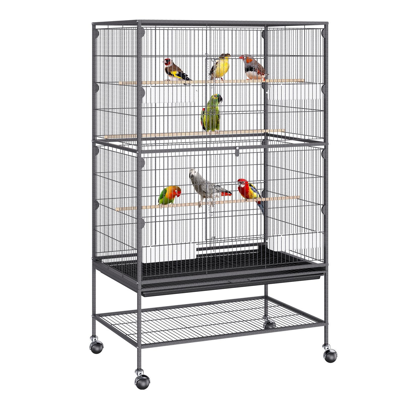Large Bird Cage | 52" Carbon Steel Flight Cage for Parakeets, Cockatiels, Parrots & Macaws