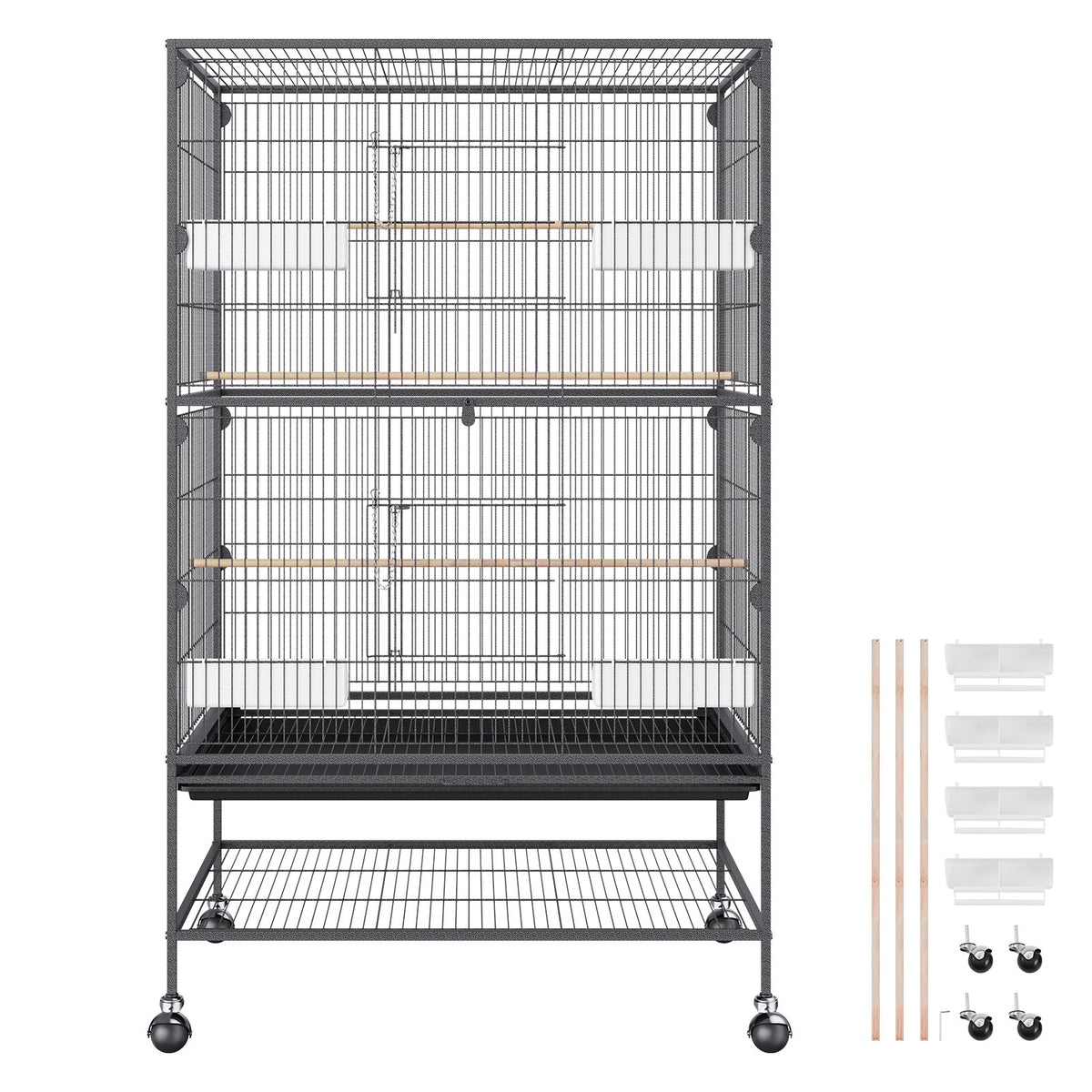 Large Bird Cage | 52" Carbon Steel Flight Cage for Parakeets, Cockatiels, Parrots & Macaws