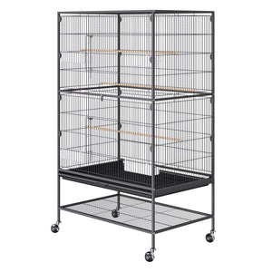 Large Bird Cage | 52" Carbon Steel Flight Cage for Parakeets, Cockatiels, Parrots & Macaws