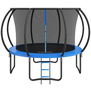 Trampoline | 10ft with Safety Net, Ladder & Curved Poles | Heavy Duty 330lb Capacity for Kids & Adults