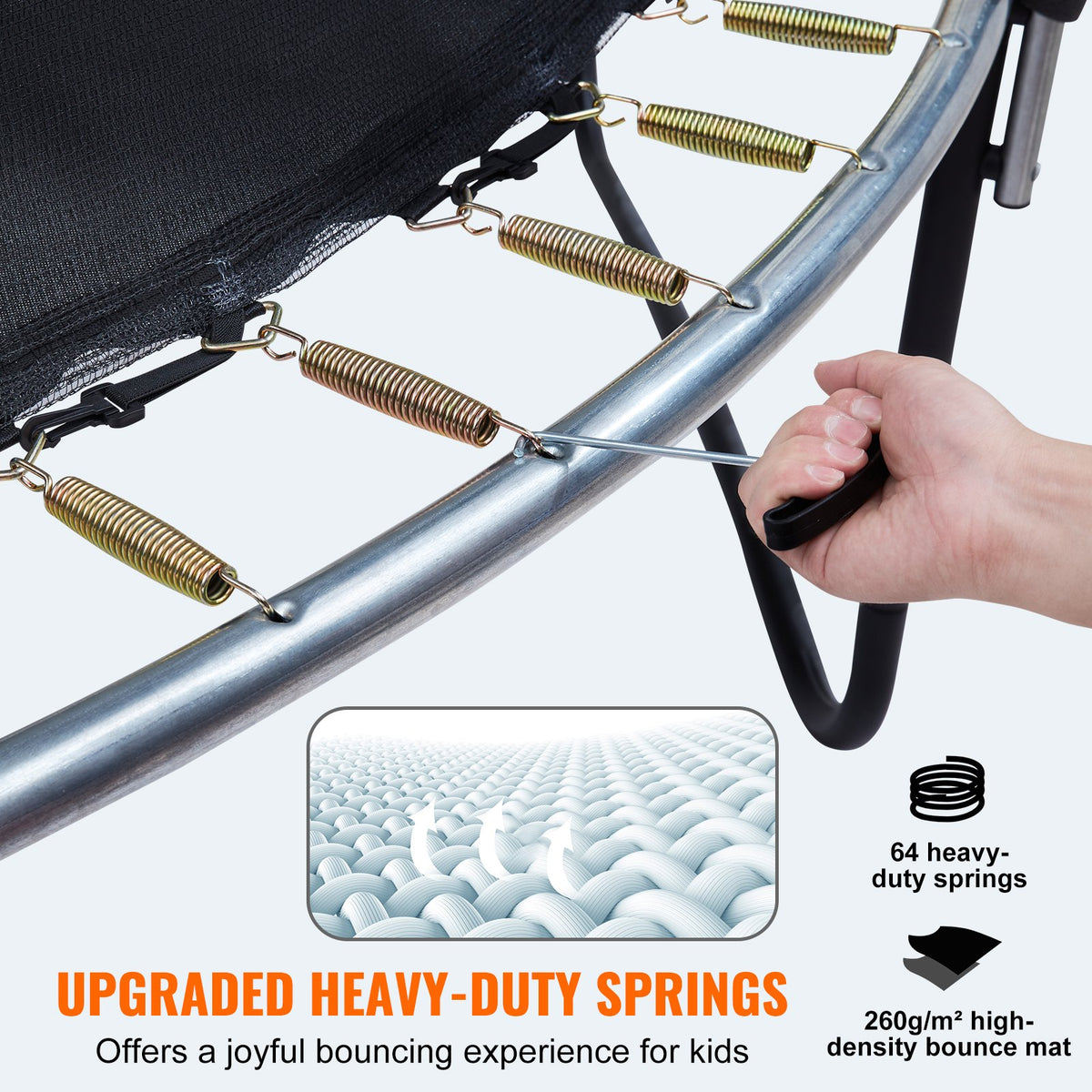 Trampoline | 10ft with Safety Net, Ladder & Curved Poles | Heavy Duty 330lb Capacity for Kids & Adults