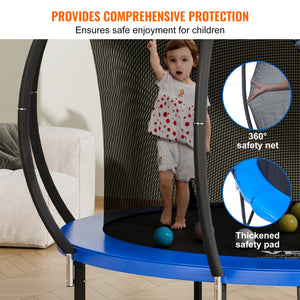 Trampoline | 10ft with Safety Net, Ladder & Curved Poles | Heavy Duty 330lb Capacity for Kids & Adults