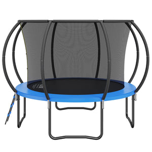 Trampoline | 10ft with Safety Net, Ladder & Curved Poles | Heavy Duty 330lb Capacity for Kids & Adults