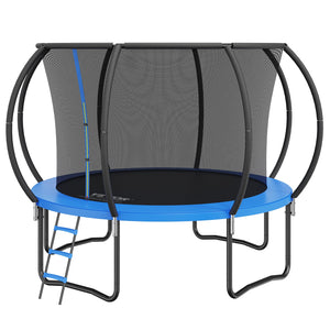 Trampoline | 10ft with Safety Net, Ladder & Curved Poles | Heavy Duty 330lb Capacity for Kids & Adults