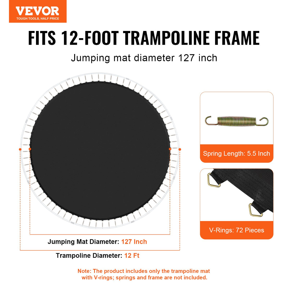 Trampoline Mat | Replacement for 12ft Frame with 72 V-Rings