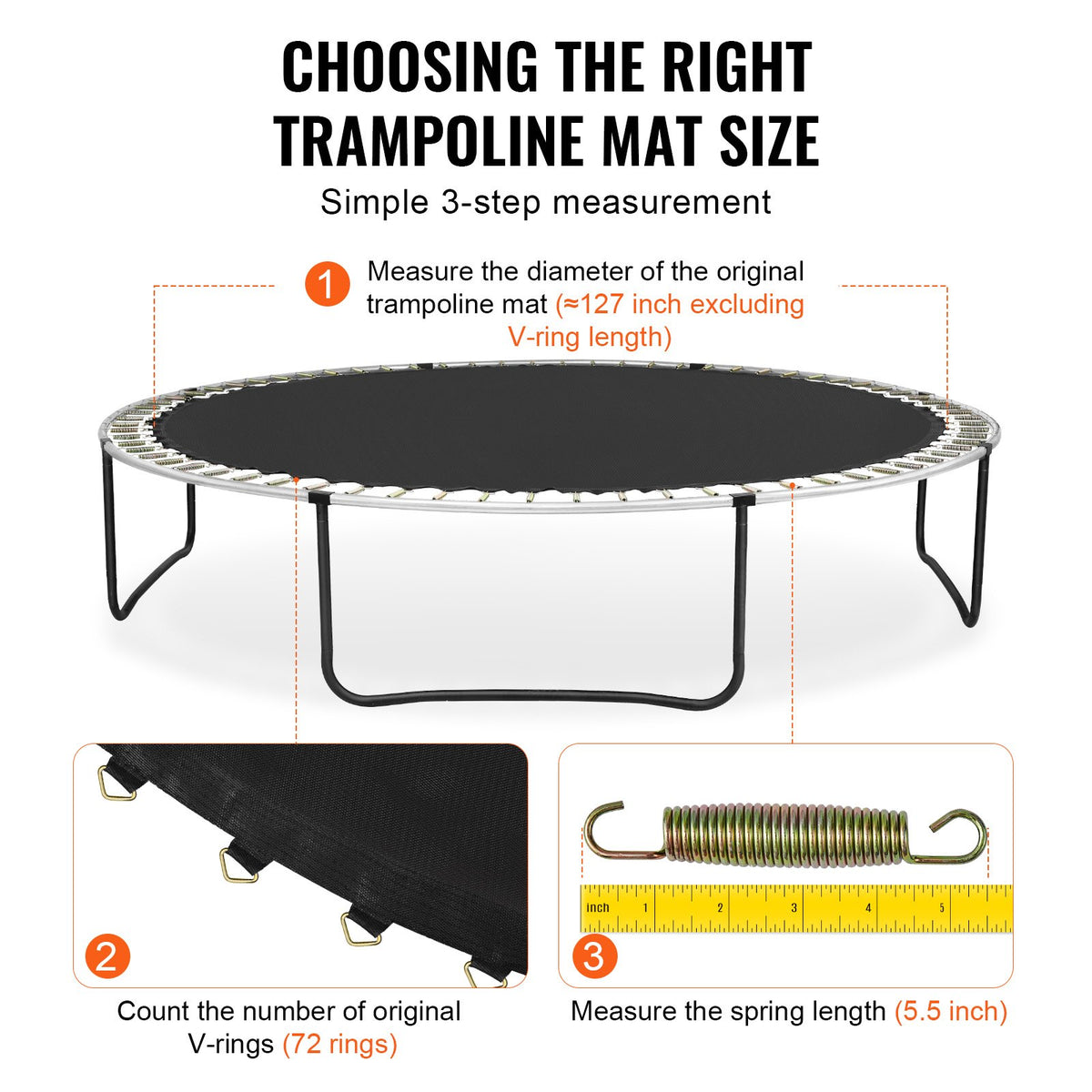 Trampoline Mat | Replacement for 12ft Frame with 72 V-Rings