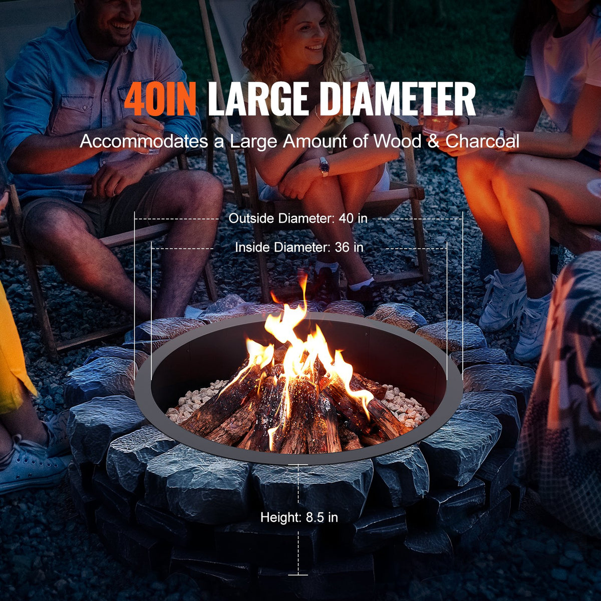 Fire Pit Ring | Round Inner Steel Liner | DIY Campfire
