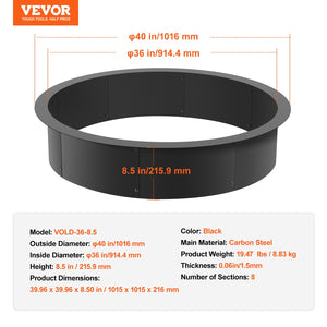 Fire Pit Ring | Round Inner Steel Liner | DIY Campfire