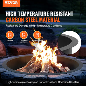 Fire Pit Ring 45" Round | Steel Campfire Ring Liner for DIY Outdoor Fire Pits