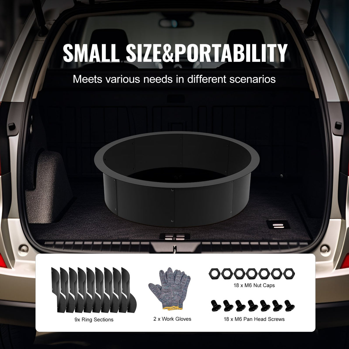 Fire Pit Ring 45" Round | Steel Campfire Ring Liner for DIY Outdoor Fire Pits