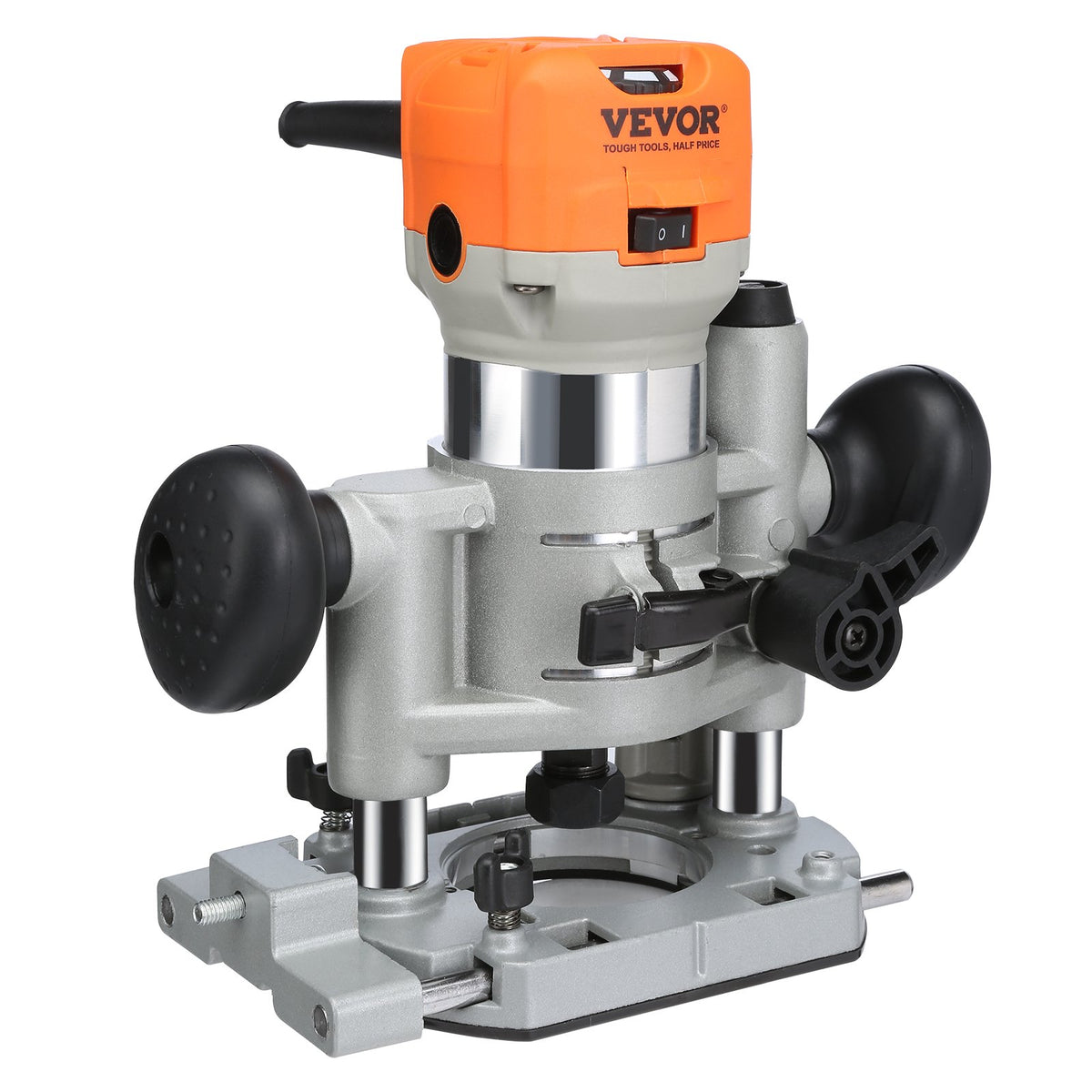 Wood Router 1.25HP 800W | Compact Router Tool with Plunge & Fixed Base | 30000RPM 6 Speeds | Includes Collets & Dust Hood
