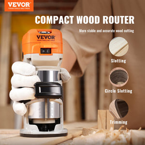 Wood Router 1.25HP 800W | 30,000RPM | 6-Speed Compact Trimmer with Collets & 12 Cutters