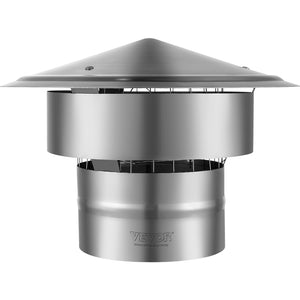 Chimney Cap 6" | 304 Stainless Steel Round Roof Rain Cover | Silver