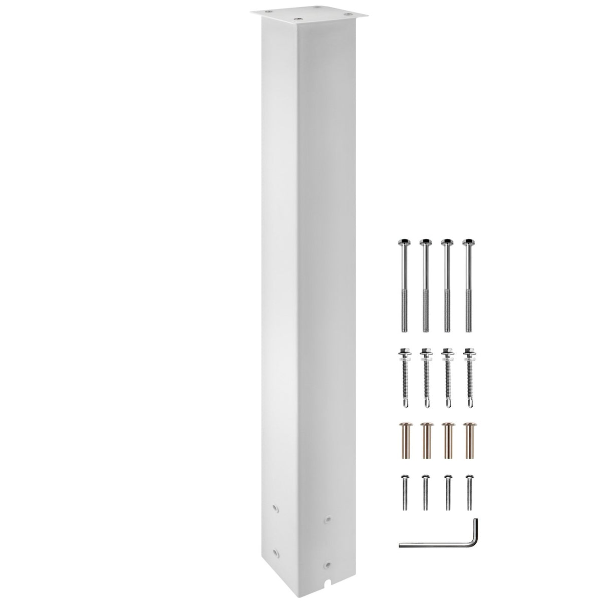 Mailbox Post 43" High | White Powder-Coated Q235 Steel Mailbox Stand | Universal Outdoor Post for Sidewalk & Curbside Installation