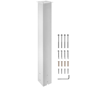 Mailbox Post 43" High | White Powder-Coated Q235 Steel Mailbox Stand | Universal Outdoor Post for Sidewalk & Curbside Installation