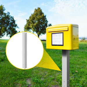 Mailbox Post 43" High | White Powder-Coated Q235 Steel Mailbox Stand | Universal Outdoor Post for Sidewalk & Curbside Installation