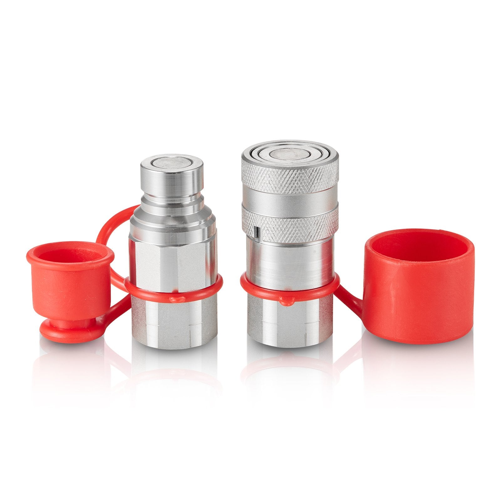Hydraulic Couplers 1/2" Flat Face | 1/2" NPT Skid Steer Quick Connect | Includes 2 Dust Caps