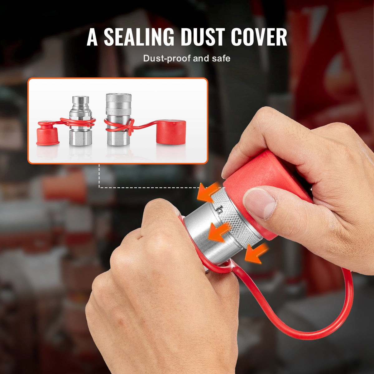Hydraulic Couplers 1/2" Flat Face | 1/2" NPT Skid Steer Quick Connect | Includes 2 Dust Caps