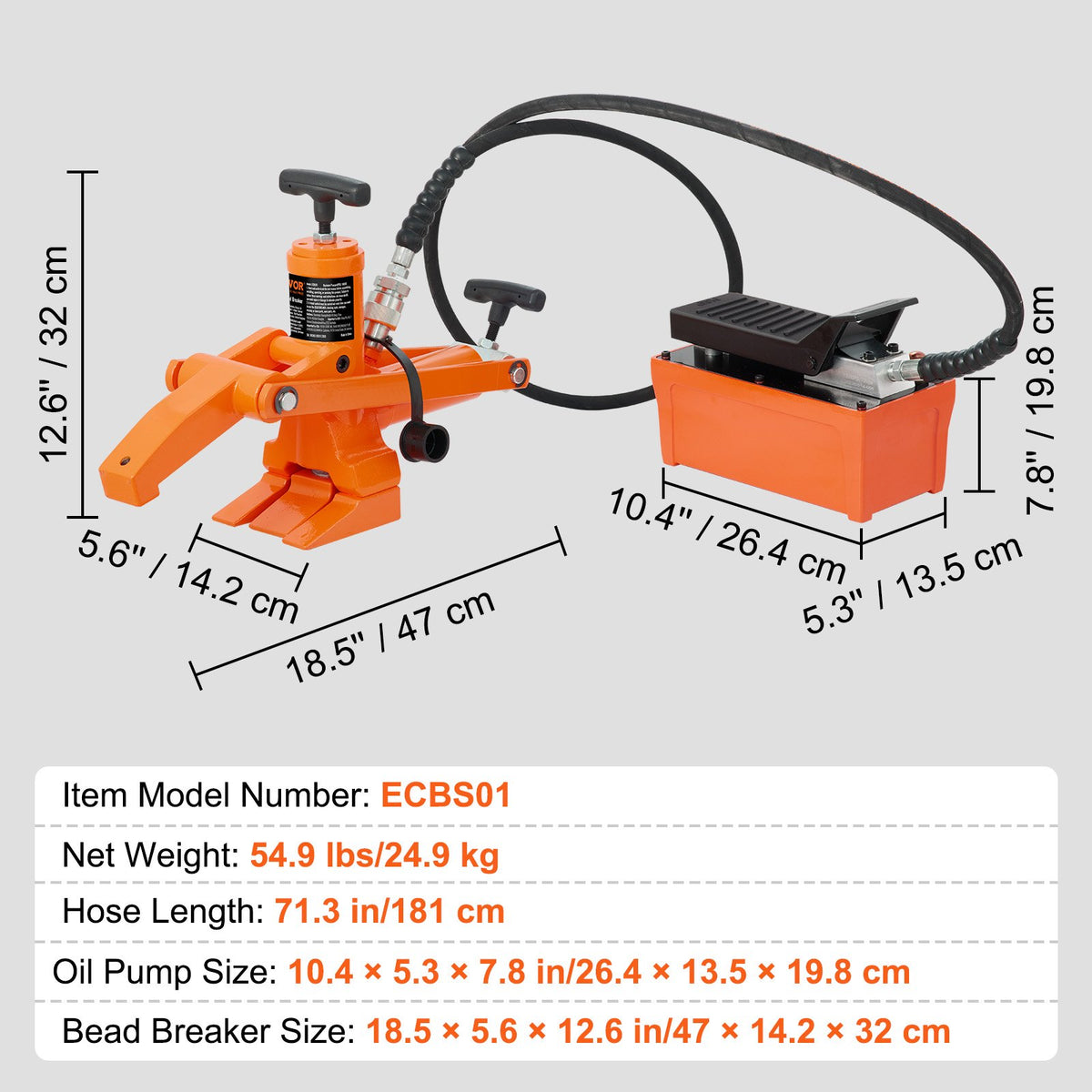Hydraulic Bead Breaker | 1000 PSI Tire Bead Tool with Metal Foot Pump | For Tractor, Truck & ATV Tires