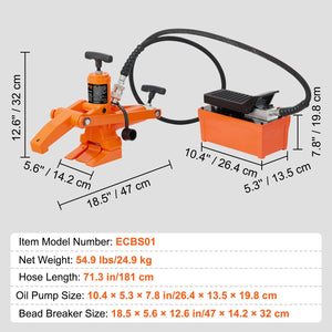 Hydraulic Bead Breaker | 1000 PSI Tire Bead Tool with Metal Foot Pump | For Tractor, Truck & ATV Tires