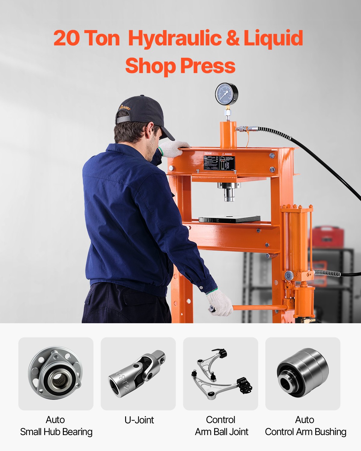 Hydraulic Shop Press 20T | With Press Plate for Bending & Assembly