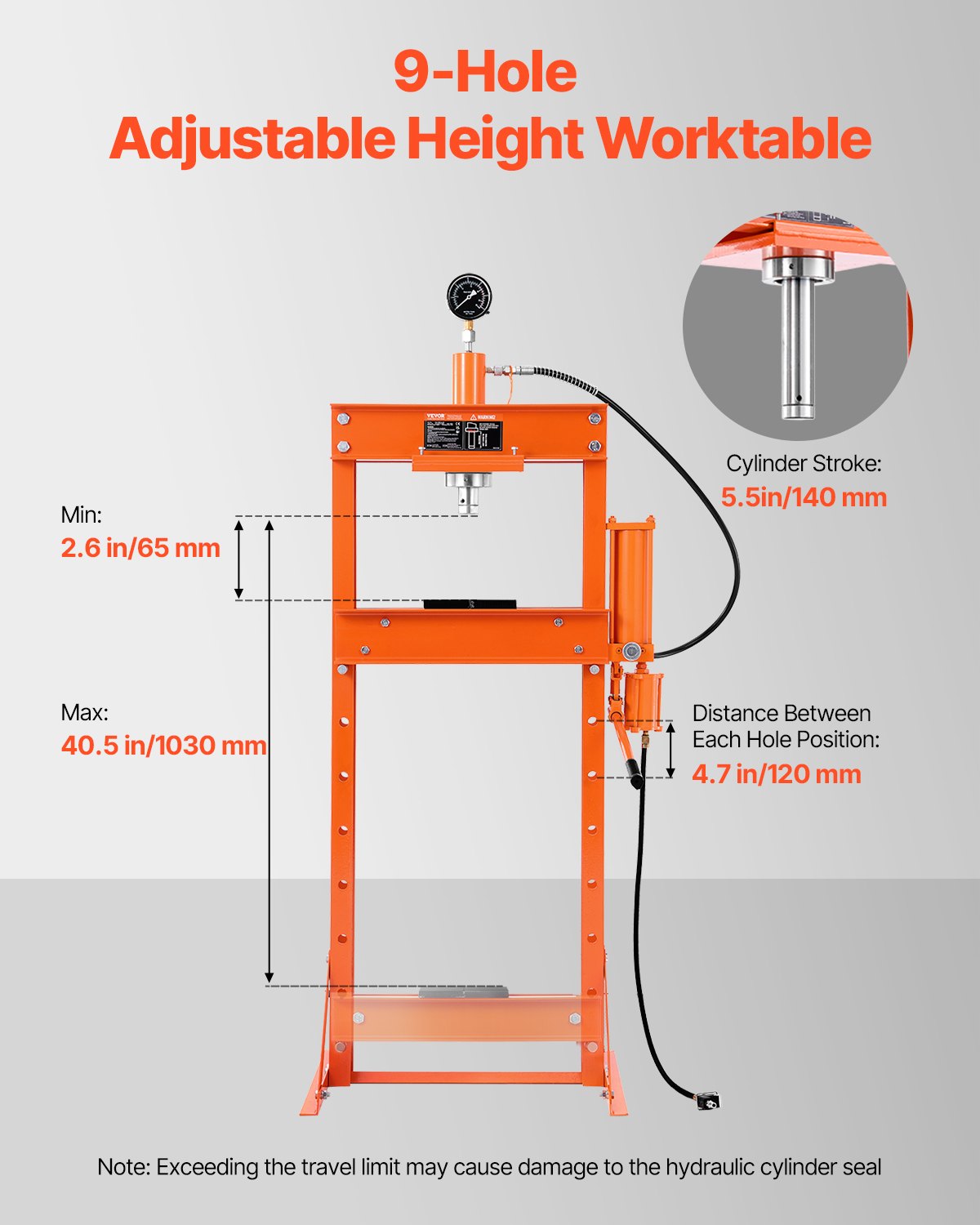 Hydraulic Shop Press 20T | With Press Plate for Bending & Assembly