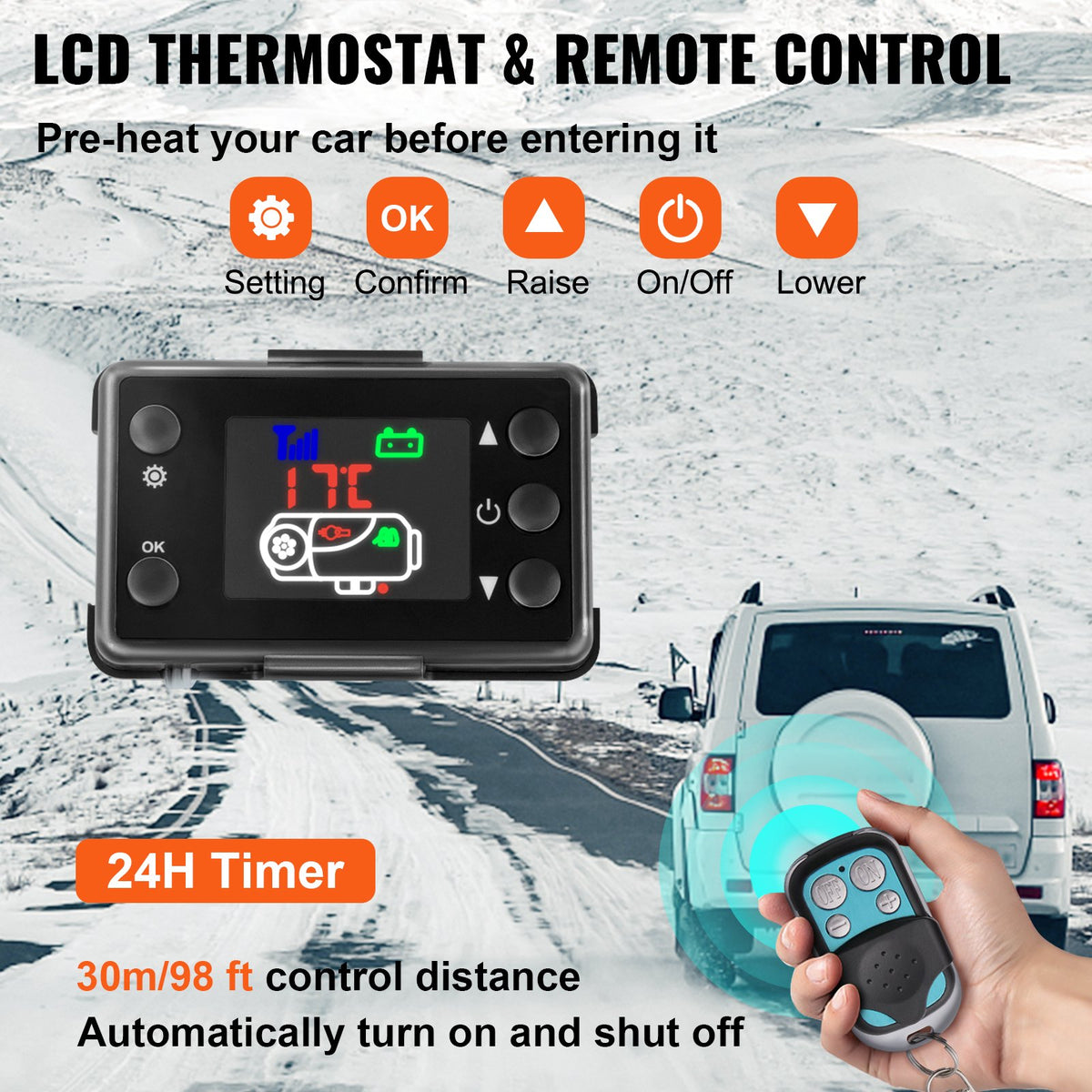 Diesel Air Heater | 5KW 12V with 10L Tank, Muffler & Remote | LCD Thermostat for RVs & Boats