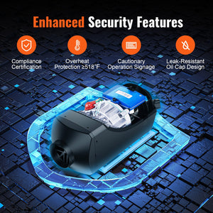 Bluetooth Diesel Air Heater | 12V 2KW with Altitude Adjustment, Remote & LCD | RV, Camper Van & Boat Heater