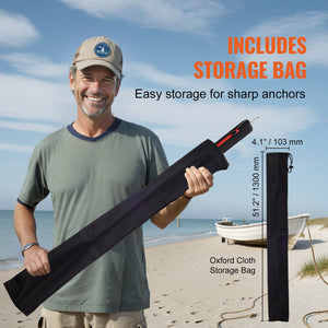 Sand Spike Boat Anchor 36 Inch | Galvanised Carbon Steel Shore Spike with Self-Hammering Design | Includes Storage Bag & Bungee Cord | For Small Boats, Jetskis, Kayaks & Pontoons