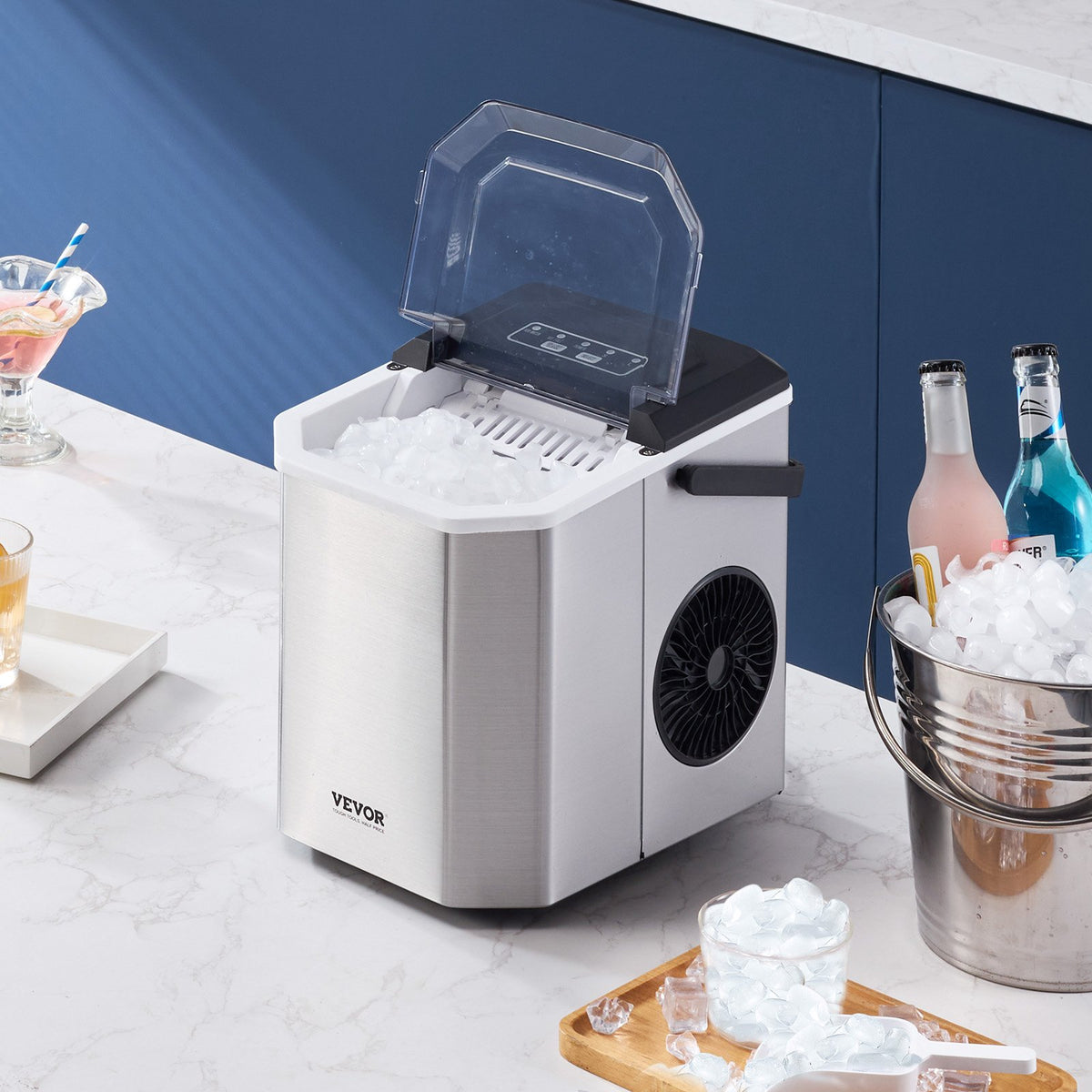 Countertop Ice Maker | 26lbs/24H Portable Self-Cleaning Machine with Scoop & Basket