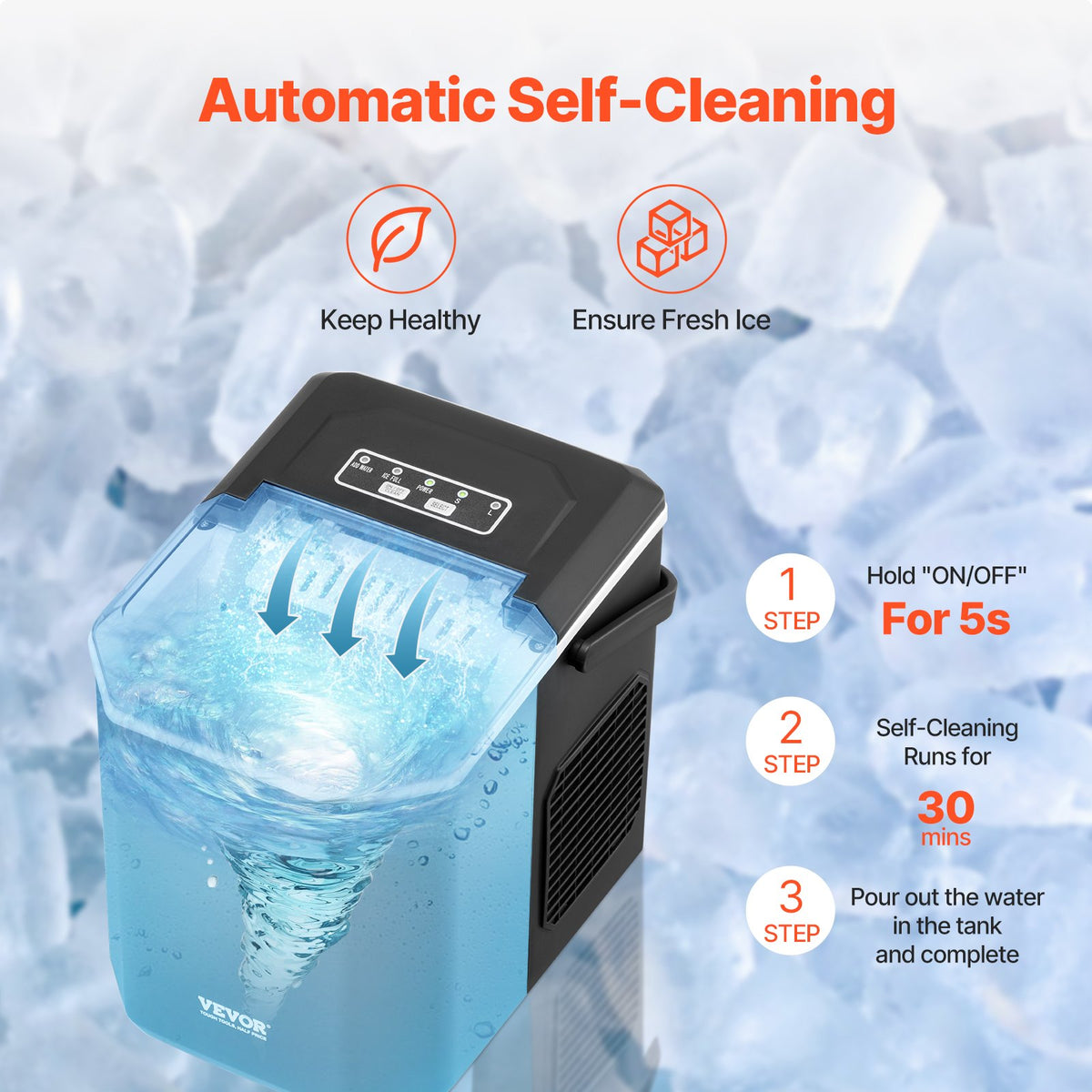 Portable Countertop Ice Maker 26lbs/24H | Self-Cleaning with Scoop & Basket | Compact Ice Machine for Home & Office