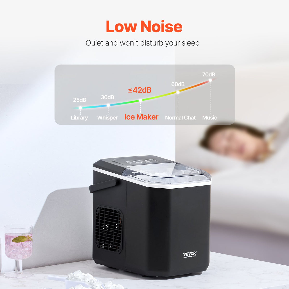 Portable Countertop Ice Maker 26lbs/24H | Self-Cleaning with Scoop & Basket | Compact Ice Machine for Home & Office