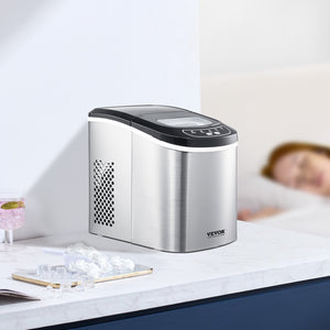 Countertop Ice Maker | 33lbs/24H Portable Self-Cleaning Machine with Scoop & Basket