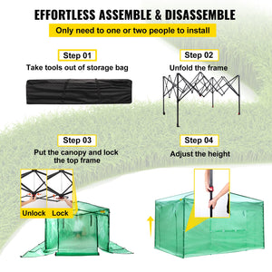Pop-Up Greenhouse | 12'x8'x8' Portable with Doors & Windows | PE Cover & Powder-Coated Steel Frame