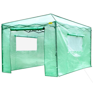 Pop-Up Greenhouse | 12'x8'x8' Portable with Doors & Windows | PE Cover & Powder-Coated Steel Frame