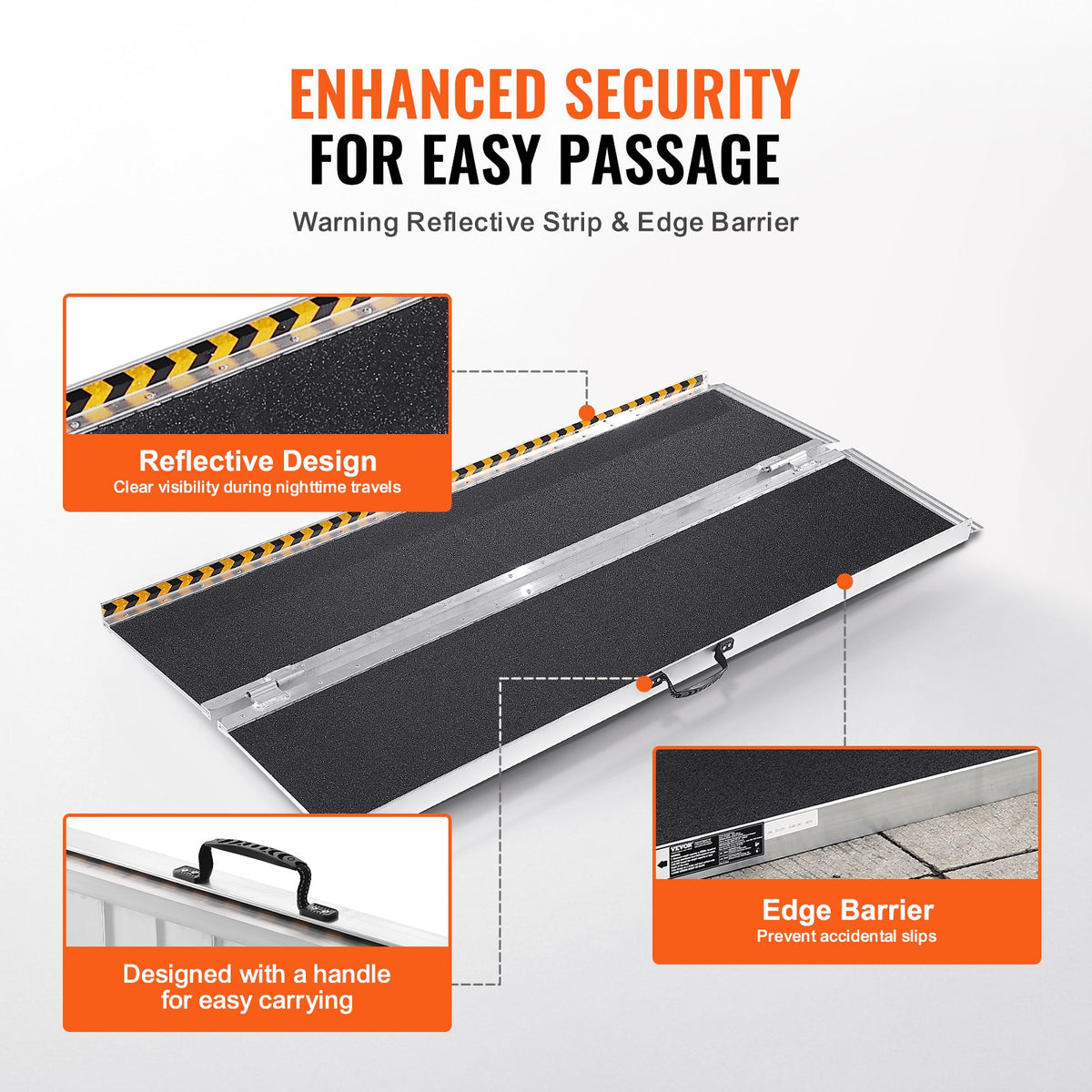 Portable Wheelchair Ramp 183cm | 363kg Capacity | Non-Slip Aluminium Folding Threshold Ramp | Mobility Scooter & Wheelchair Access Ramp for Steps, Stairs, Doorways & Curbs
