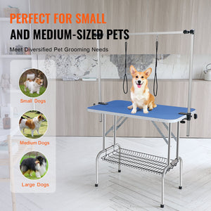 Pet Grooming Table with Two Arms | 915x610mm Foldable Dog Grooming Station | Includes Two Haunch Holders | 150kg Capacity for Medium & Small Dogs