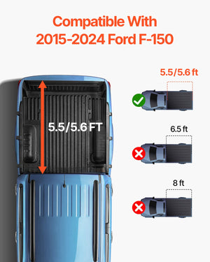 Tri-Fold Tonneau Cover | Fits Ford F-150 2015-2024 | Styleside 5.5ft Bed | 181kg Capacity
