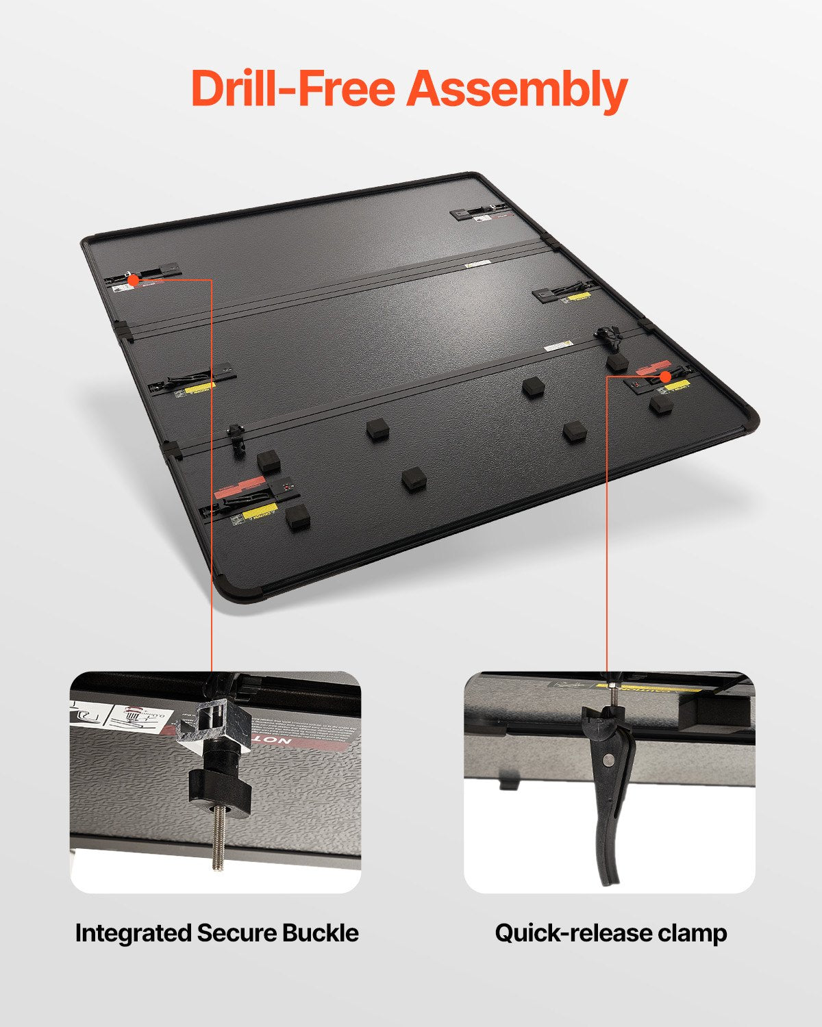 Tri-Fold Tonneau Cover | Fits 2015-2024 Ford F-150 | 2004mm Bed | 181kg Capacity | LED Light | Black