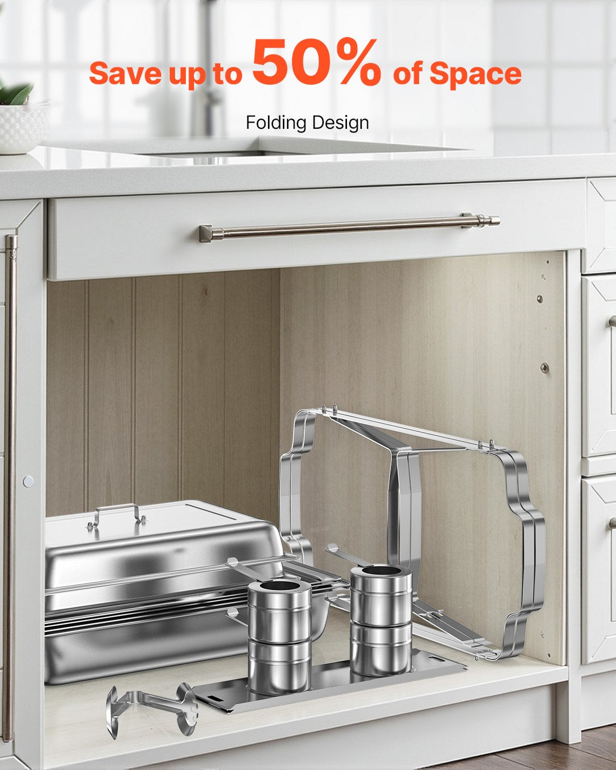 Chafing Dish Buffet Set | 8Qt 6-Pack Full-Size Stainless Steel