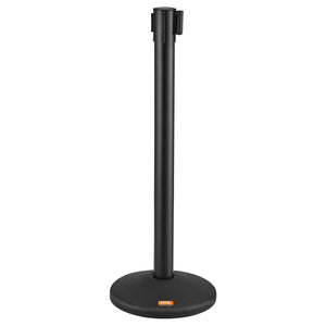Crowd Control Stanchions 2 Pack | Black Retractable Belt Queue Barrier Posts | For Parties, Airports & Exhibitions