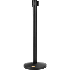 Crowd Control Stanchion Set | 2 Carbon Steel Posts with 11ft Red Retractable Belts