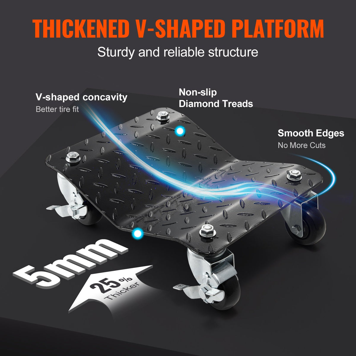 Car Dolly Set | 4-Piece Heavy Duty 6000lb Wheel Skate Dollies for Auto Repair