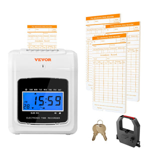 Punch Time Clock | Includes 102 Time Cards, Ink Ribbon & Keys | 6 Punches per Day