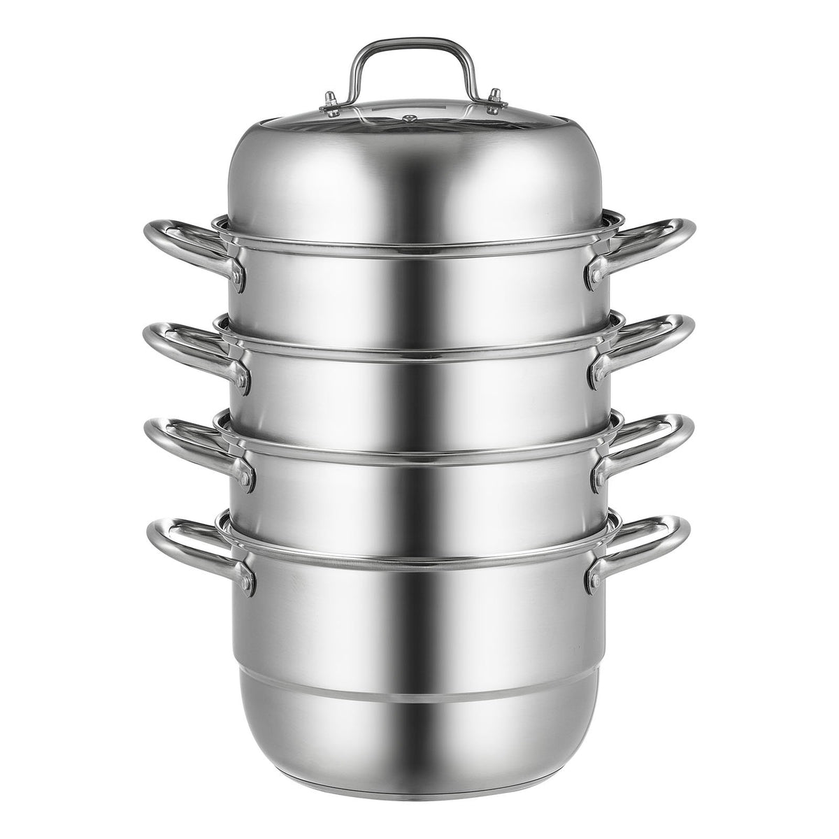 Stainless Steel Dumpling Steamer 30cm | 5 Tier Steamer Pot for Soup, Noodles & Seafood | Works with Gas & Electric Stoves