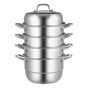 Stainless Steel Dumpling Steamer 30cm | 5 Tier Steamer Pot for Soup, Noodles & Seafood | Works with Gas & Electric Stoves