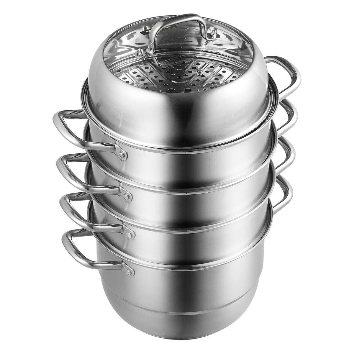 Stainless Steel Dumpling Steamer 30cm | 5 Tier Steamer Pot for Soup, Noodles & Seafood | Works with Gas & Electric Stoves
