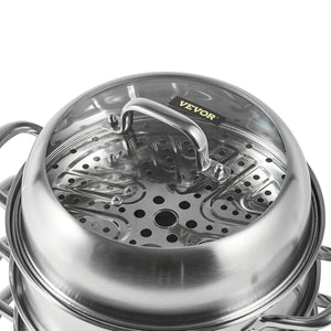 Stainless Steel Dumpling Steamer 30cm | 5 Tier Steamer Pot for Soup, Noodles & Seafood | Works with Gas & Electric Stoves