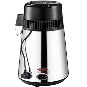 Water Distiller 1.1 Gal | 750W Countertop Distiller with Glass Carafe, Timer & Filters | Stainless Steel